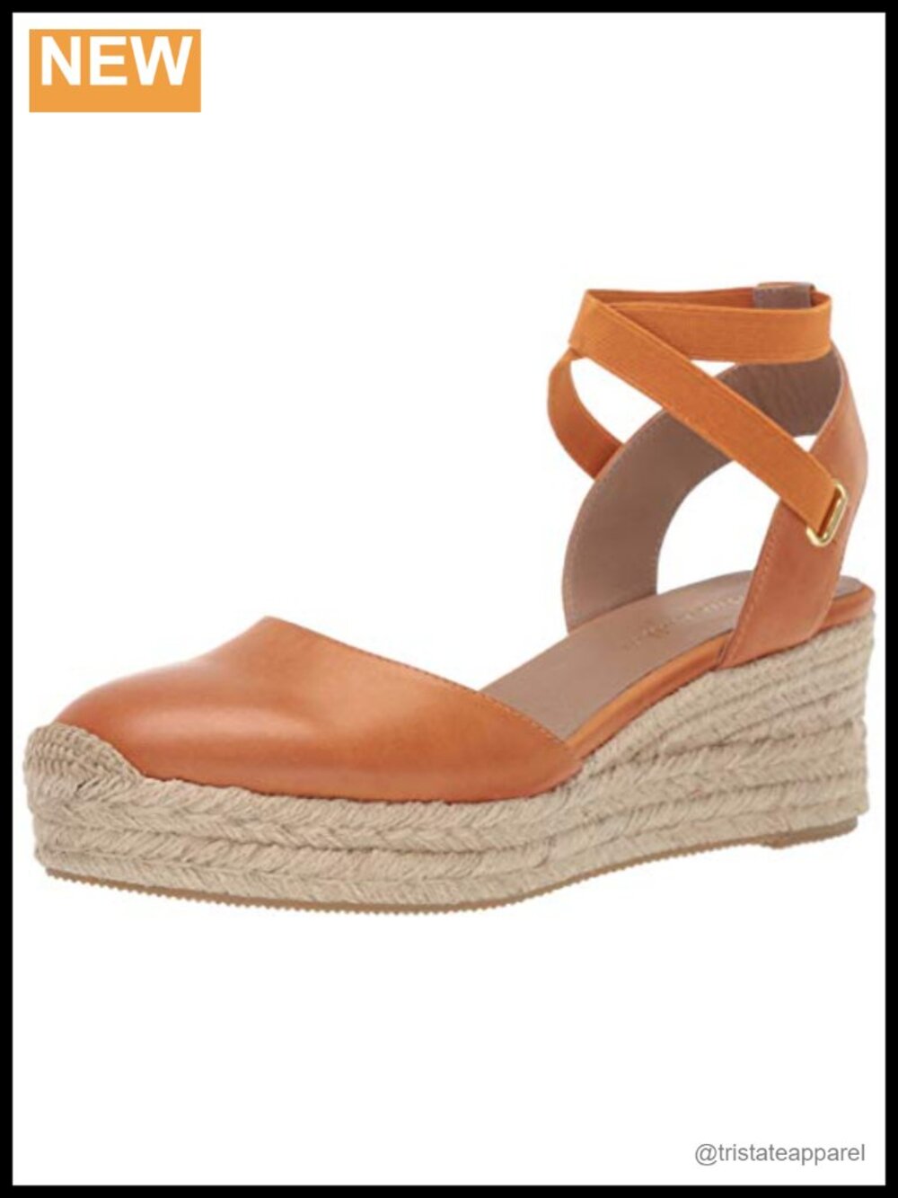 Bettye Muller Leather Espadrille Ankle Strap Platform Wedge Sandal